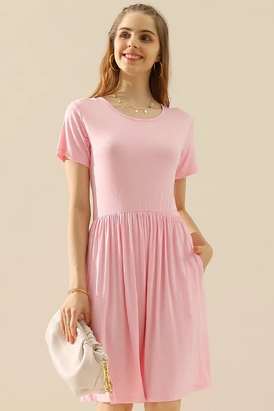 Ruched Dress with Pockets Short Dress