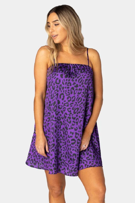 Sandra Swing Mini Dress - Purple Cat