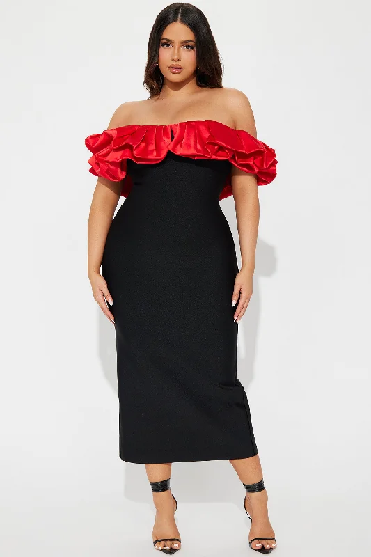 Sasha Bandage Midi Dress - Black/combo