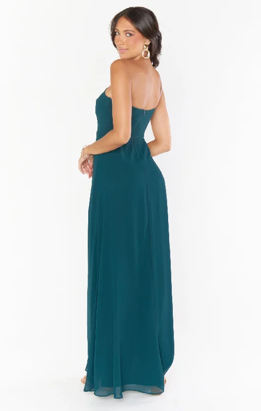 Shannon One Shoulder Dress ~ Emerald Chiffon