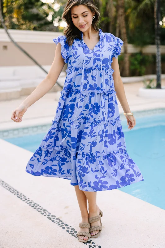 Show You Off Blue Floral Midi Dress