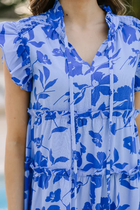 Show You Off Blue Floral Midi Dress