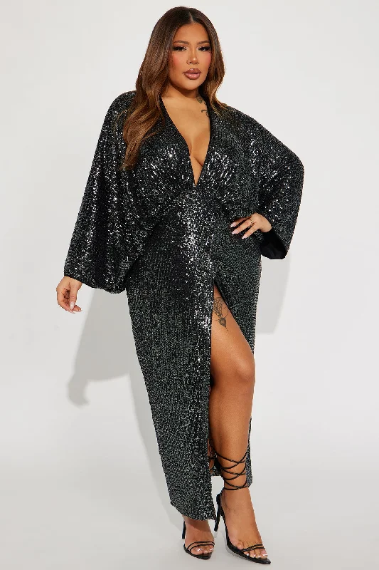 Susana Sequin Maxi Dress - Gunmetal