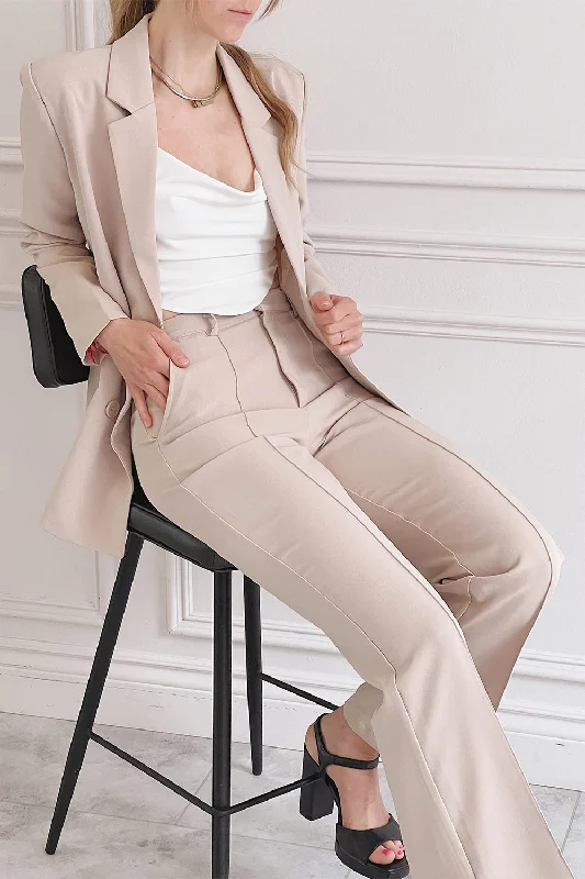 Turbine Pink | Solid Stitch Wide Leg Trousers