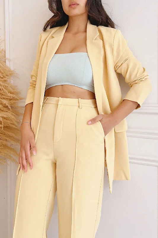 Turbine Yellow | Solid Stitch Wide Leg Trousers