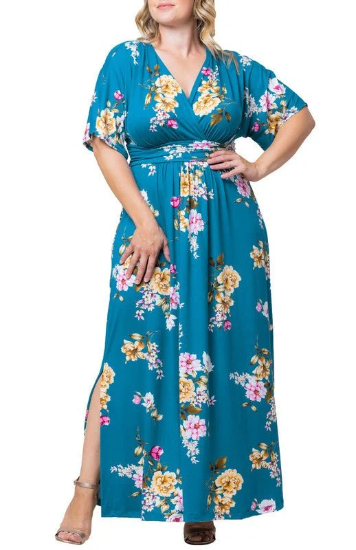 Teal Floral Print / 0X