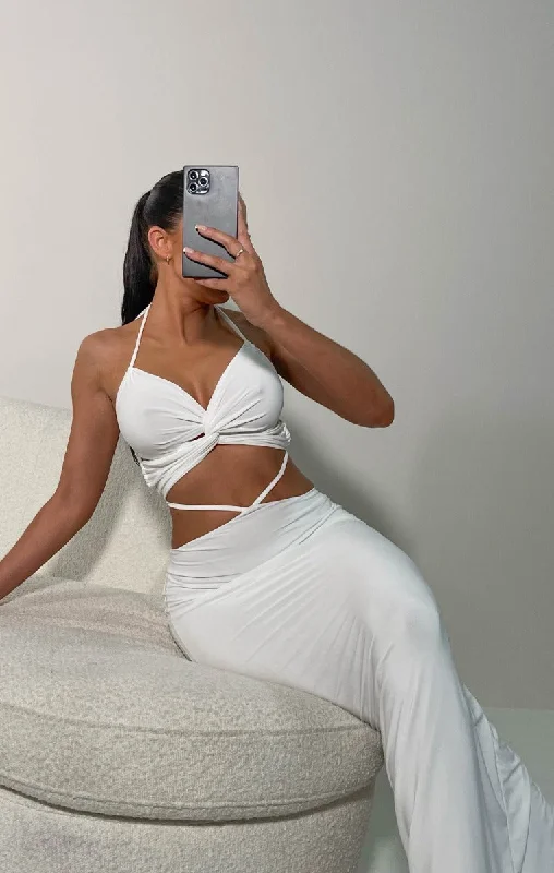 White Strappy Cut Out Bodycon Dress - Valentina