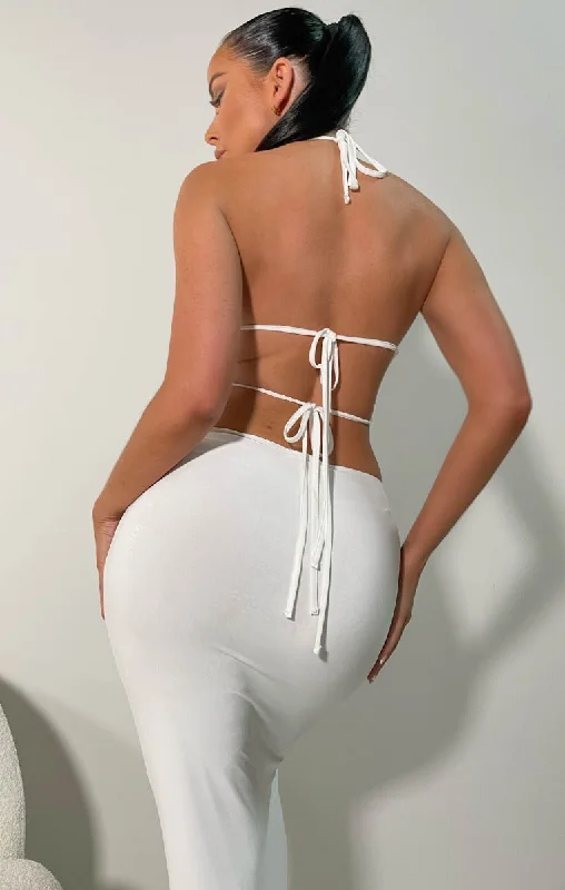 White Strappy Cut Out Bodycon Dress - Valentina