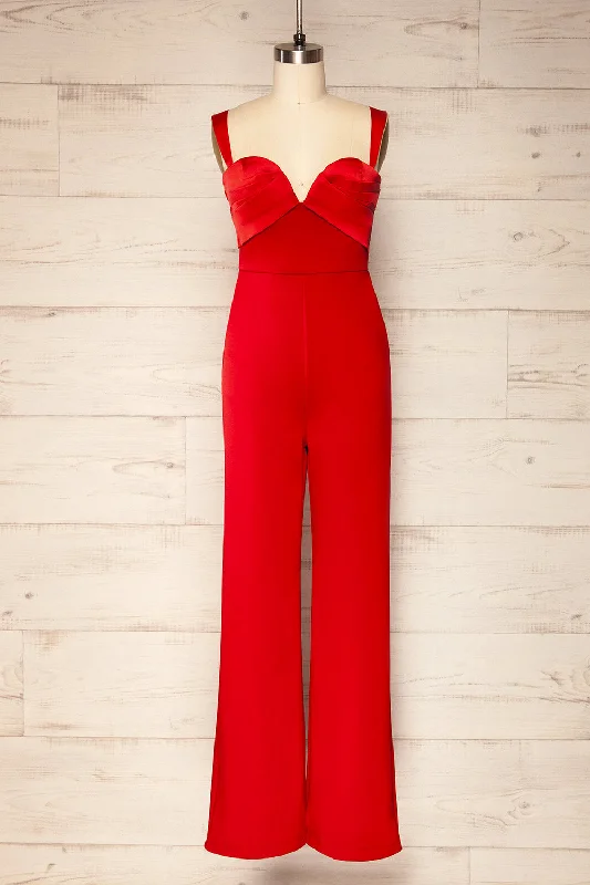 Willow Red | Sleeveless Bustier Jumpsuit