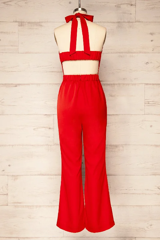 Zoutrane | Open Back Halter Neck Jumpsuit